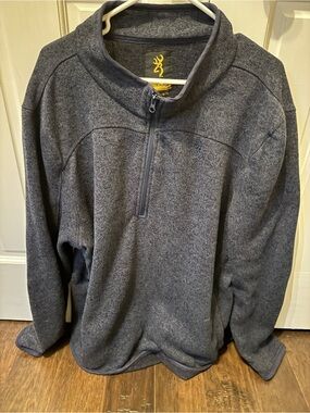 Browning 100% Polyester Men's Gray Quarter-Zip Fleece Sweater XXL